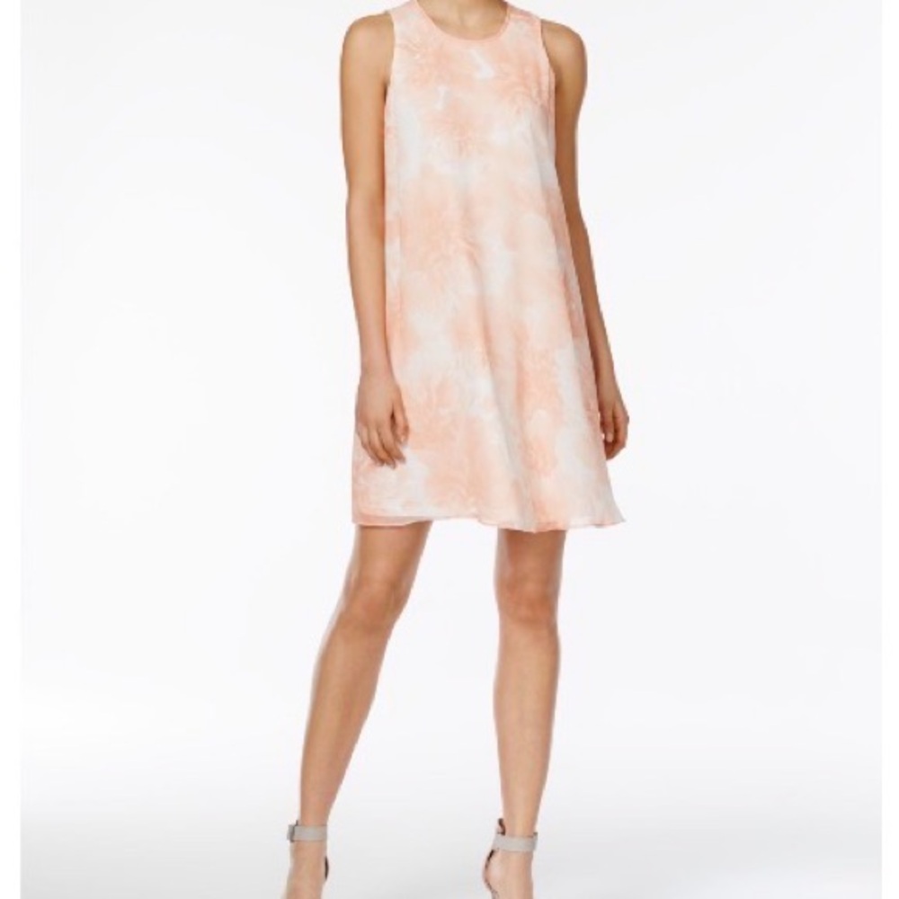 Calvin Klein Peach & White Sleeveless Shift Dress Perfect for Easter